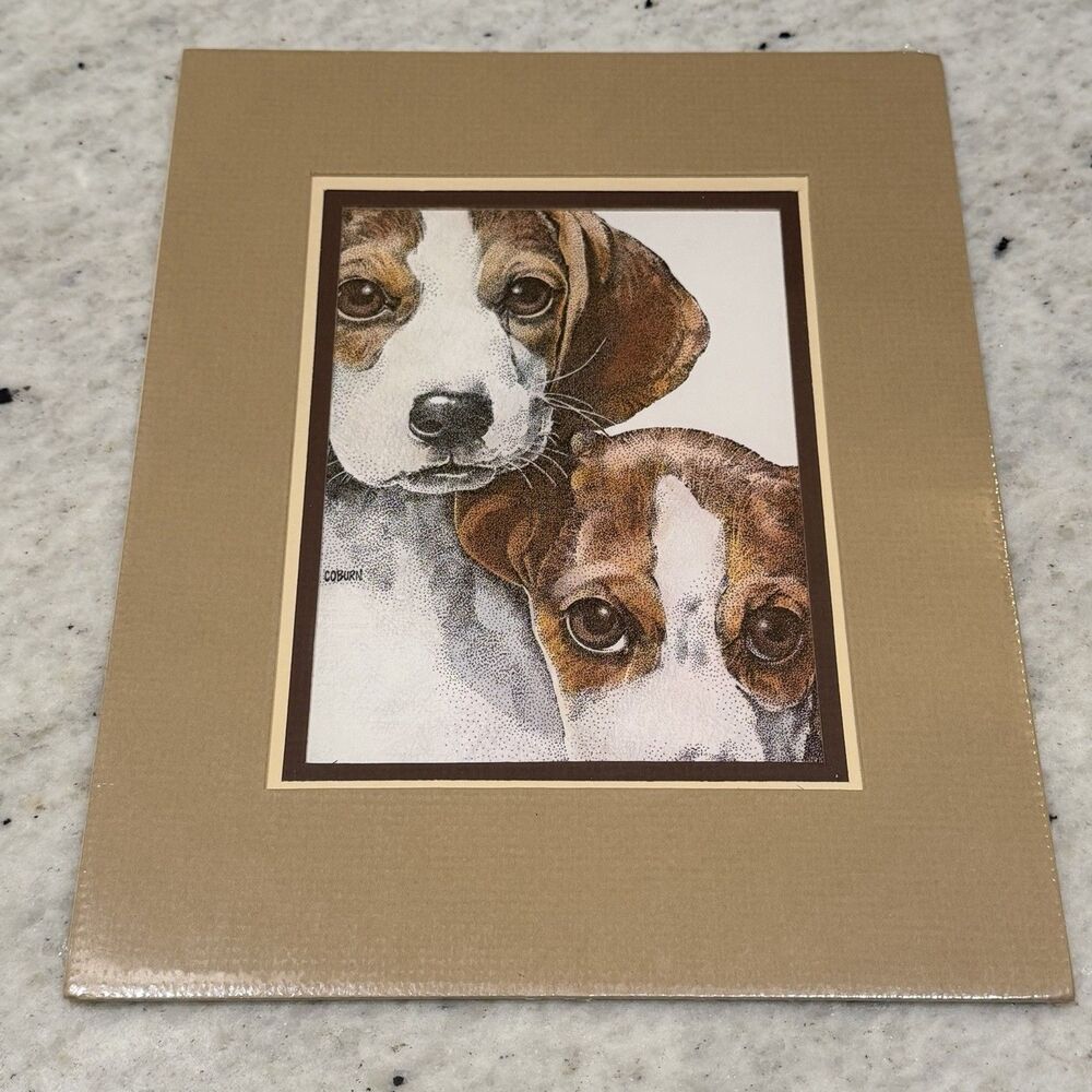 Vintage Small World Greeting Art Gallery Print Beagles Puppies Dogs Coburn 10x8